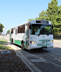 Denton County Transit Authority bus providing transit for UNT students